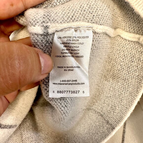 White & Gray Window Pane Flannel Mock neck Sweater XL - Picture 5 of 6